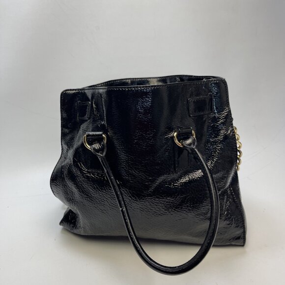 Michael Kors Hamilton Large Saffiano Leather Bag Golden Padlock & Key Black - Picture 7 of 14